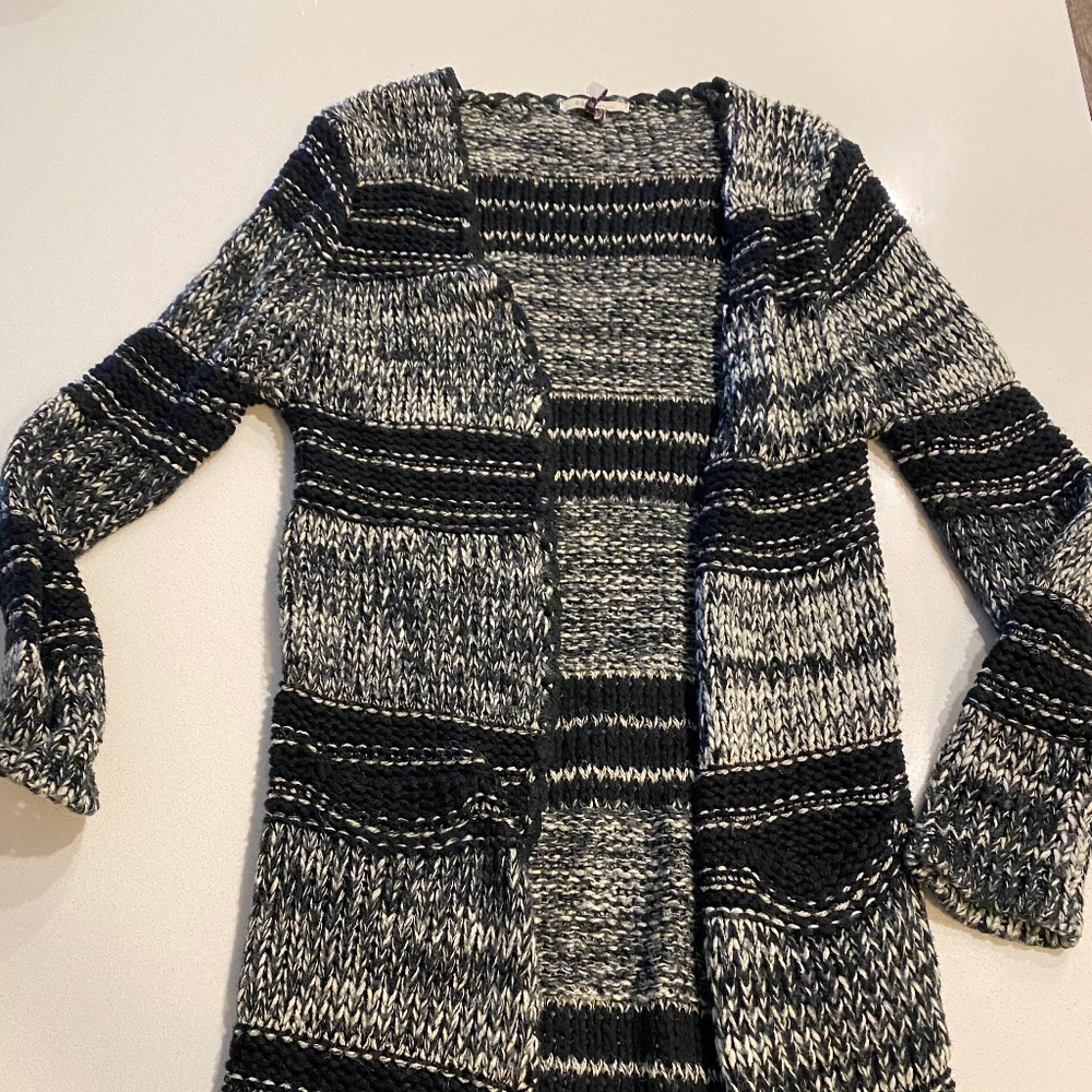 Long, above knee, knit cardigan